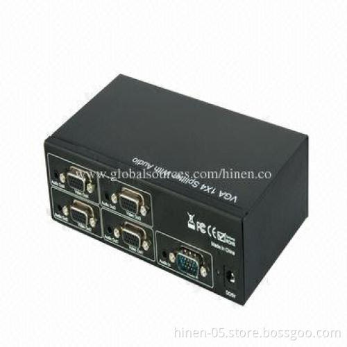 VGA Splitter 1x4 with Audio, Supports Highest Video Resolution Up to 1920 x 1200 and 1080p